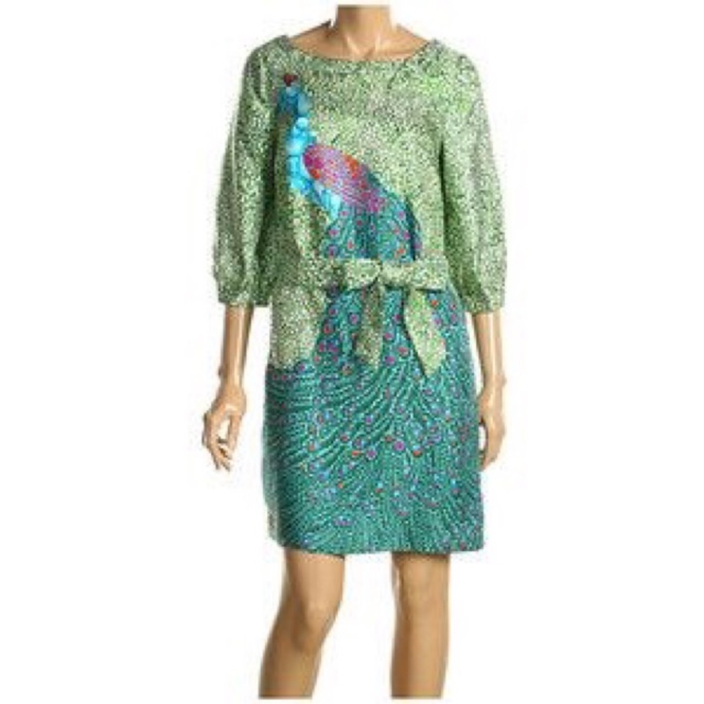 Lilly Pulitzer 100% Silk Sandpiper Dress Peacock 8